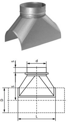 Врезка воротниковая для воздуховодов круглого сечения D/d = 500 / 200 мм