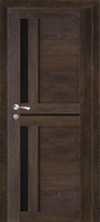 Межкомнатная дверь Мод 27 дуб корица чёрное стекло