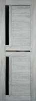 Межкомнатная дверь Мод 27 дуб седой чёрное стекло