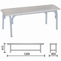 Банкетка без спинки Астрид 1200х450х415 мм светло-серый каркас кожзам белый