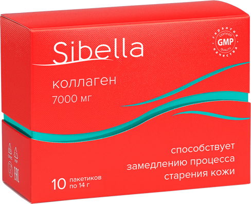 Коллаген порошок, 7000 мг, 14 г*10 пакетиков, Sibella ФАРМАКОР ПРОДАКШН