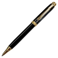 Ручка подарочная шариковая GALANT Black корпус черный золотистые детали пишущий узел 07 мм синяя 140405