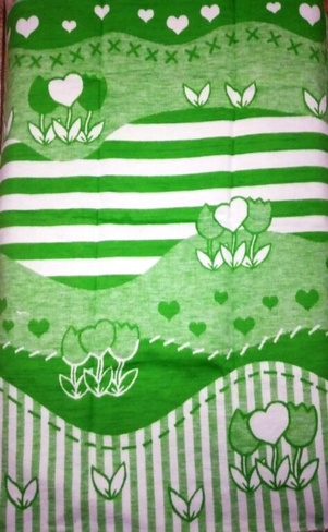 Одеяло байковое 57-8ЕТЖ "Цветочный луг", 100% хл. 140х100 (зеленый) Ермолино