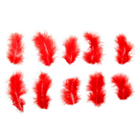Набор перьев для декора 10 шт., размер 1 шт: 10 × 2 см, цвет красный No brand