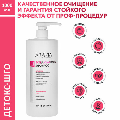 ARAVIA Шампунь глубокой очистки для подготовки к профессиональным процедурам Extra Clarifying Shampoo, 1000 мл