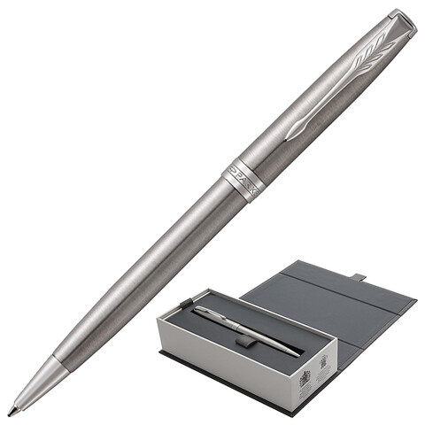 Ручка шариковая PARKER Sonnet Core Stainless Steel CT корпус серебристый палладиевые детали черная 1931512