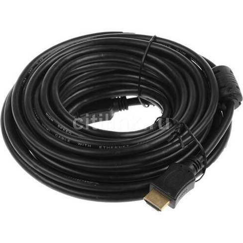 Кабель соединительный аудио-видео PREMIER HDMI (m) - HDMI (m), ver 1.4, 10м, GOLD, ф/фильтр, черный [5-813]
