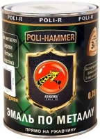 Эмаль по металлу прямо на ржчавчину Поли-Р Poli Hammer 750 мл черная №1305