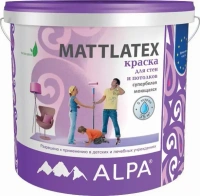 Краска для стен и потолков супербелая моющаяся Alpa Mattlatex 2 л супербелая