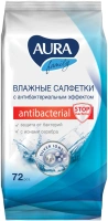 Салфетки влажные с антибактериальным эффектом Aura Family Antibacterial 72 салфетки в пачке