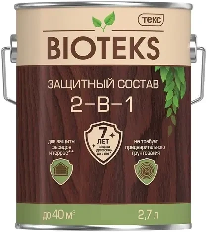 Защитный лессирующий состав Текс Bioteks 2 в 1 2. 7 л золотая сосна