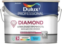 Матовая износостойкая краска для стен и потолков Dulux Professional Diamond Алмазная Прочность 4.5 л бесцветная