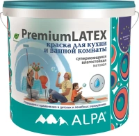 Краска для кухонь и ванных комнат супермоющаяся влагостойкая Alpa Premium Latex 1.8 л бесцветная база C матовая
