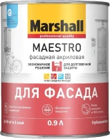 Фасадная акриловая краска для долговечной защиты Marshall Maestro для Фасада 900 мл бесцветная