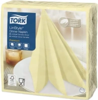 Салфетки сервировочные Tork Premium Lin Style 12 пачек * 50 салфеток в упаковке светло кремовые