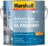 Грунт эмаль по металлу на ржавчину Marshall Anticorr Aqua 2 л белая
