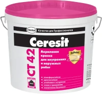 Краска акриловая для внутренних и наружных работ Ceresit CT 42 15 л бесцветная