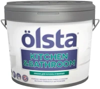 Краска для кухонь и ванных Olsta Kitchen & Bathroom 2.7 л слегка сияющая бледно голубая база A №116A Island Mist 00