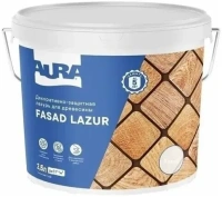 Декоративно защитная лазурь для древесины Aura Аура Fasad Lazur 2.5 л белая