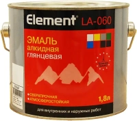 Эмаль алкидная глянцевая сверхпрочная атмосферостойкая Alpa Element LA 060 1.8 л белая