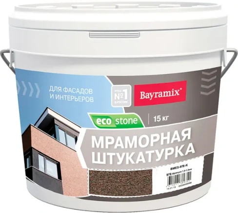 Мраморная штукатурка для фасадов и интерьеров Bayramix Ecostone 15 кг №978