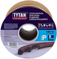 Уплотнитель для окон и дверей самоклеящийся Титан Professional 9*100 м/5.5 мм P профиль коричневый