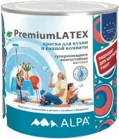 Краска для кухонь и ванных комнат супермоющаяся влагостойкая Alpa Premium Latex 900 мл белая база A матовая