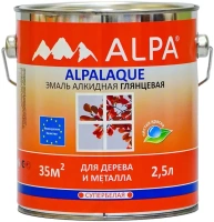 Эмаль алкидная для дерева и металла супербелая Alpa laque 2.5 л супербелая глянцевая