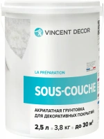 Акрилатная грунтовка для декоративных покрытий Vincent Decor Sous Couche 2.5 л белая