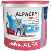 Краска для потолка и стен супербелая Alpa cryl 2 л супербелая