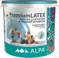 Краска для кухонь и ванных комнат супермоющаяся влагостойкая Alpa Premium Latex 10 л белая база A матовая