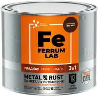 Грунт эмаль гладкая по металлу и ржавчине 3 в 1 Ferrum Lab Metal & Rust 2 л коричневая RAL 8017 глянцевая
