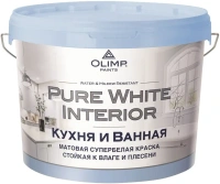 Краска стойкая к влаге и плесени для кухонь и ванных комнат Олимп Pure White Interior 2.5 л супербелая