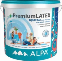 Краска для кухонь и ванных комнат супермоющаяся влагостойкая Alpa Premium Latex 5 л белая база A матовая