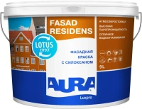 Краска фасадная модифицированная силоксаном Aura Аура Luxpro Fasad Residens 9 л белая