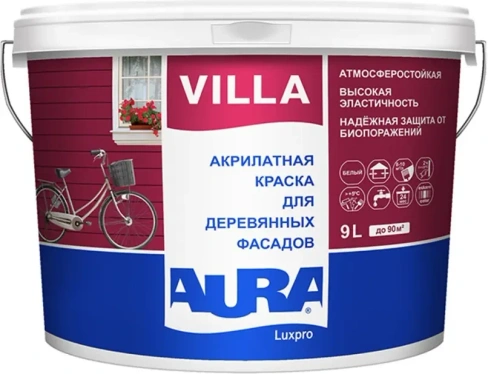 Краска для деревянных фасадов акрилатная Aura Luxpro Villa 9 л бесцветная
