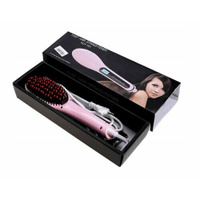 Выпрямитель-расческа HQT-906 для волос с индикатором температуры Цвет розовый Нет бренда