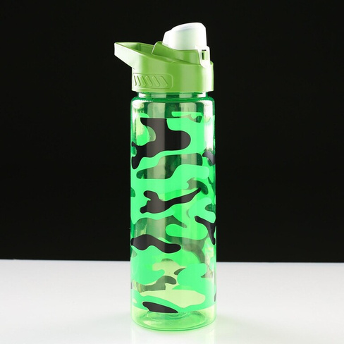 Бутылка для воды, 700 мл, 24.5 х 8 см, зеленый камуфляж No brand