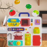 Интерактивная игровая панель, бизиборд для малышей Кухня со светом и звуком Huanger