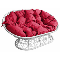 Диван M-group мамасан с ротангом белое красная подушка