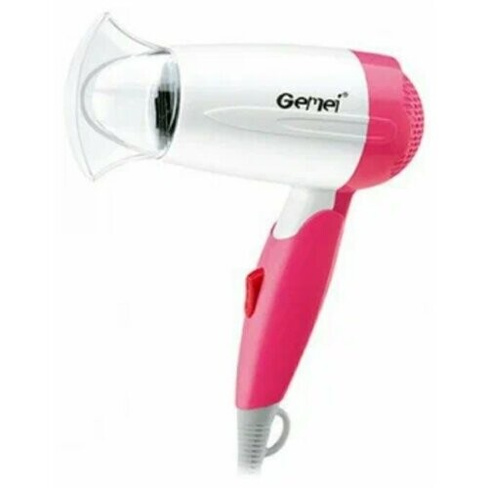 Фен дорожный туристический для волос GM-1709 розовый белый сушилка для волос Нет бренда