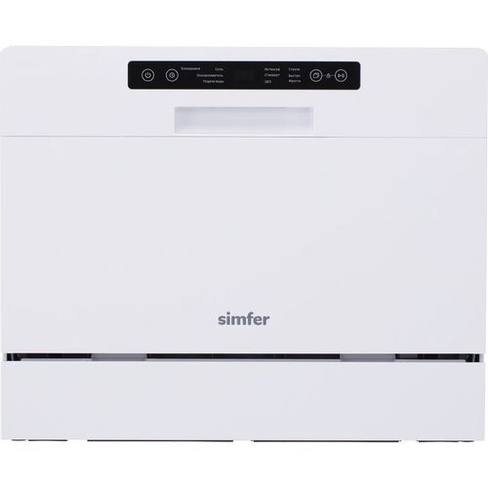 Посудомоечная машина Simfer DWB6601, компактная, настольная, 55см, загрузка 6 комплектов, белая