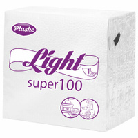 Салфетки бумажные 90 штук 225х225 см PLUSHE Light белые 100% целлюлоза