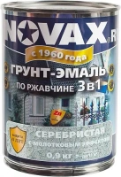 Грунт эмаль по ржавчине 3 в 1 с молотковым эффектом Goodhim Novax 900 г серебристая