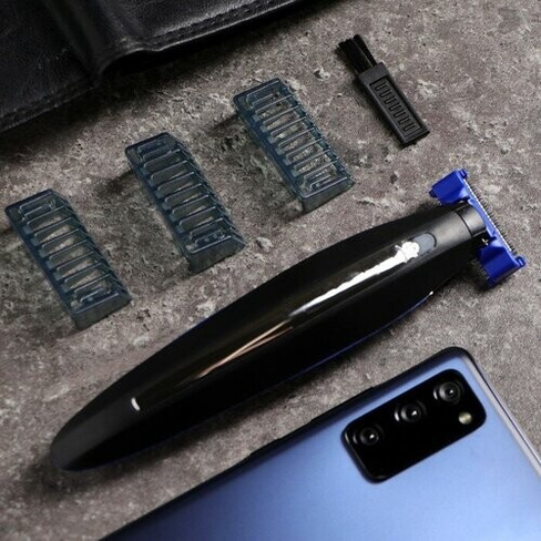 Триммер для волос Luazon LTRI-05, для усов/бороды, 3 насадки, от USB, синий Luazon Home