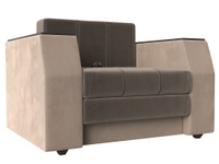 Кресло-кровать Атлантида, велюр, коричневый, бежевый M-lion мебель