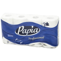Бумага туалетная спайка 8 шт. 3-слойная 8х17 м Papia Professional белая 5060404 PAPIA