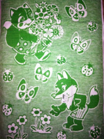 Одеяло байковое 57-8ЕТЖ "Лисички", 100% хл. 140х100 (зеленый) Ермолино