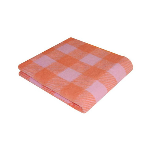 Одеяло байковое 57-8ЕТЖ "Клетка", 100% хл. 140х100 (розовый, коралловый) Ермолино