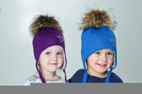 Шапка детская на завязках "Звездочки" фиолетовый ISOSOFT (Зима) PicCo (50)